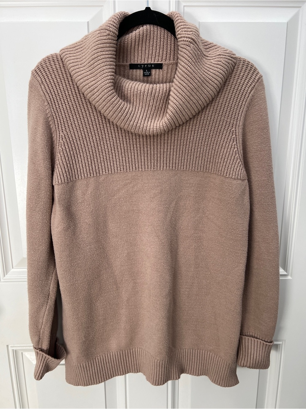 Cyrus Womens Cowl Neck Mixed Knit Sweater Mauve Pink‎ Size Large C512001